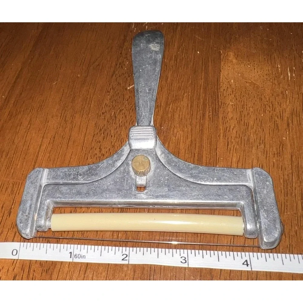 Vintage Cast Aluminum Adjustable Wire Cheese Slicer | Retro Kitchen Tool